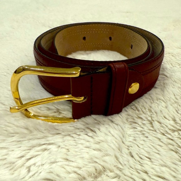 Other - Bernard Boinet Paris Women’s  Brown Leather Belt with Gold Buckle